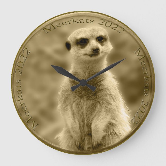 Golden Meerkat 2022 Coin, Large Round Wall Clock (Front)