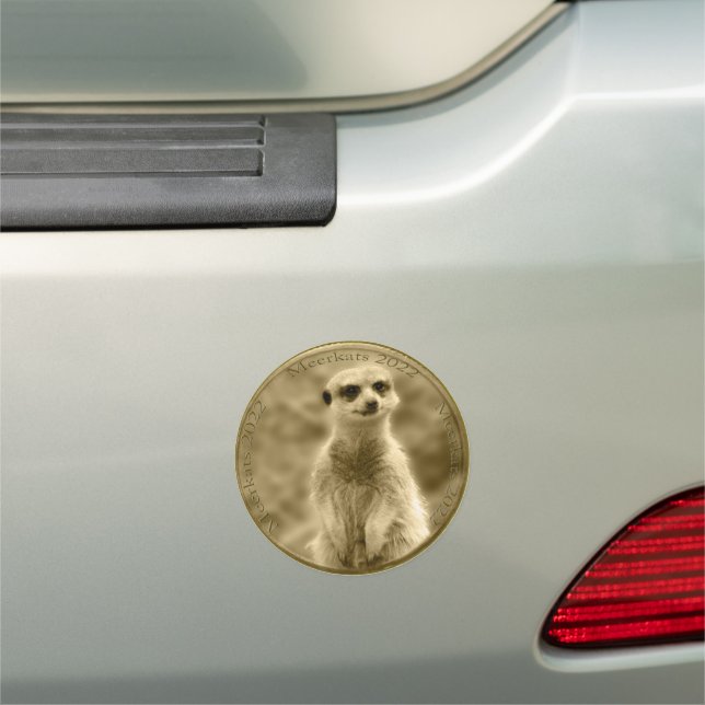 Golden Meerkat 2022 Coin, Round Car Magnet (In Situ)