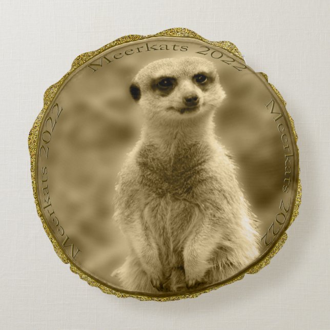 Golden Meerkat 2022 Coin,  Round Cushion (Back)