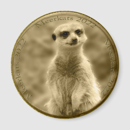 Golden Meerkat 2022 Coin Round Magnet