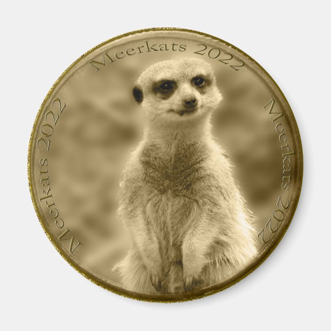 Golden Meerkat 2022 Coin, Round Magnet (Front)