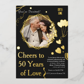 Golden Memories Celebrating 50 Years of Love Foil Invitation