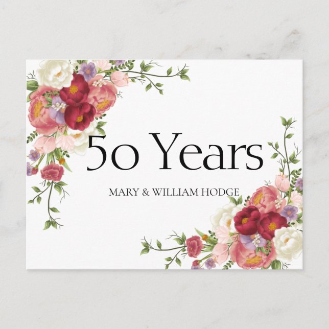 "Golden Memories: Celebrating 50 Years of Love" Holiday Postcard (Front)