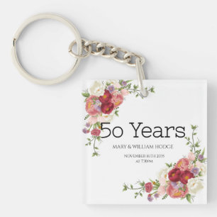 "Golden Memories: Celebrating 50 Years of Love" Keychain