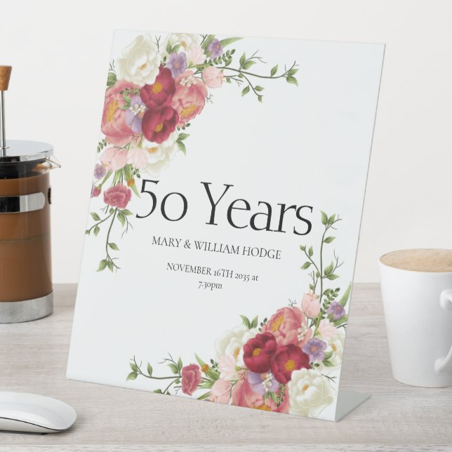 "Golden Memories: Celebrating 50 Years of Love" Pedestal Sign (In SItu)