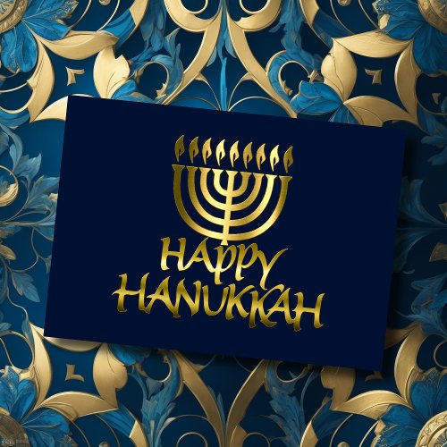 Golden Menorah Flames Happy Hanukkah Card