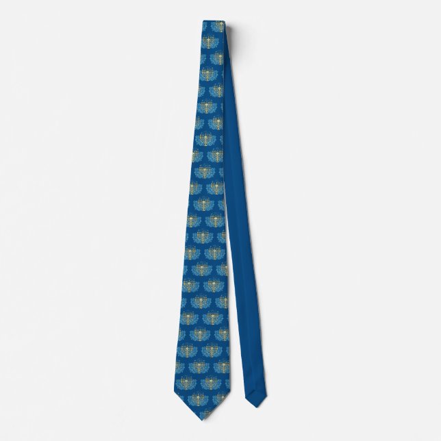 Golden menorah Hanukkah greeting festival of light Neck Tie (Front)