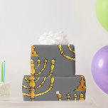 Golden Menorah Jewish Candle Holder Wrapping Paper<br><div class="desc">Make every gift feel extra special with this beautiful golden menorah wrapping paper. Featuring an artistic Hanukkah-inspired illustration with warm decorative tones, this festive gift wrap is perfect for holiday presents, celebrations, and seasonal occasions. A stylish way to add tradition, culture, and elegance to your gift giving.</div>