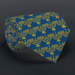 Golden Menorah Tie<br><div class="desc">Men’s tie with an image of golden menorahs on royal blue. See the entire Hanukkah Tie collection under the ACCESSORIES category in the HOLIDAYS section.</div>