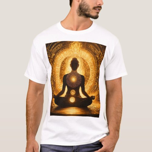 Golden Mercaba Meditation Mens T_Shirt Design