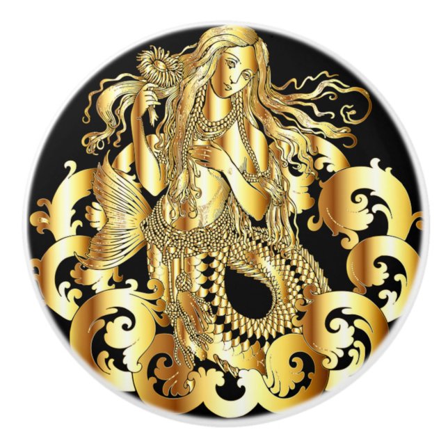 Golden Mermaid Door Pull (Front)