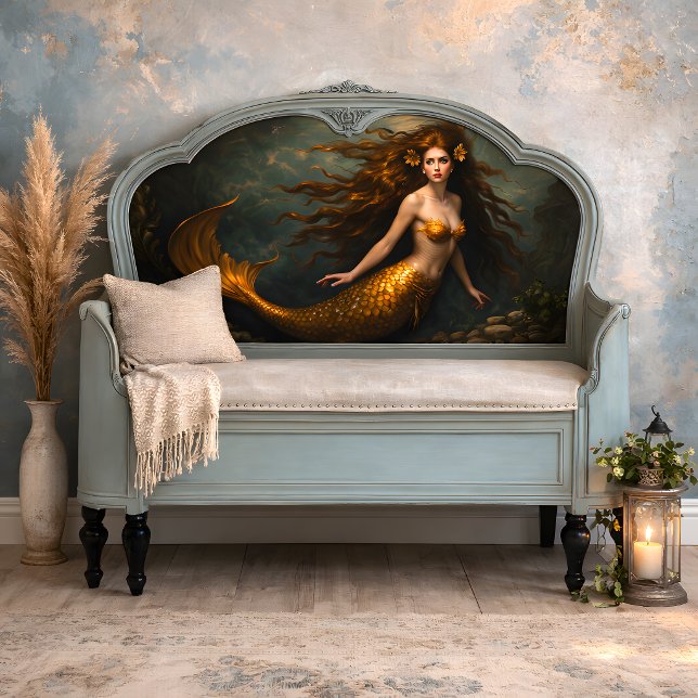 Golden Mermaid Fantasy - Ocean Theme Decoupage Tissue Paper (Golden Mermaid Fantasy Decoupage Tissue Pager)