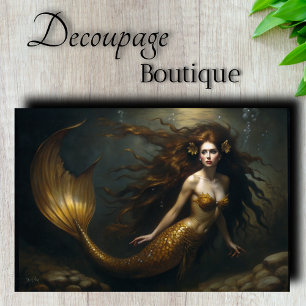 Golden Mermaid Fantasy - Ocean Theme Decoupage Tissue Paper