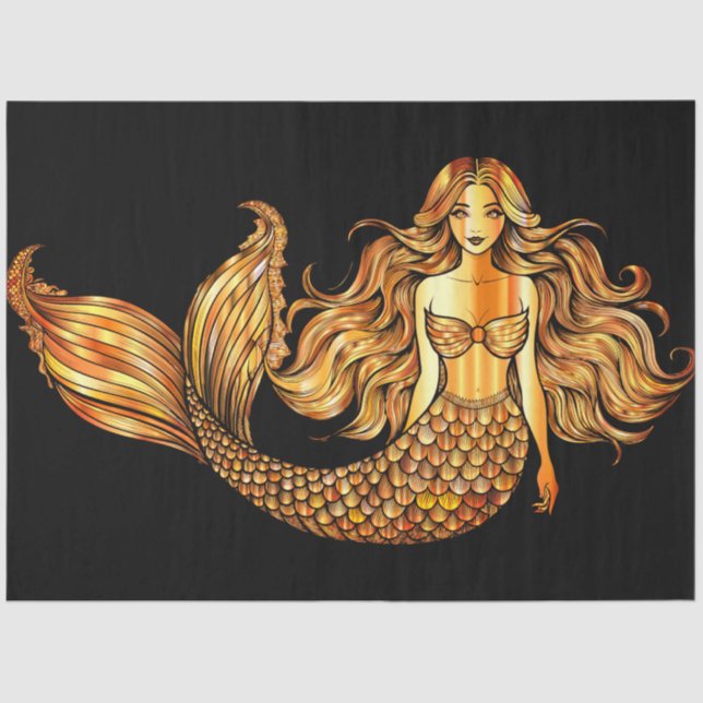 Golden Mermaid Tissue Paper (Front)