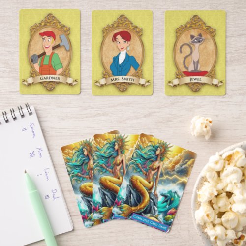 Golden Mermaids Reign Monogram kids Old Maid Game Old Maid Cards