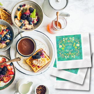 GOLDEN MERRY AND BRIGHT personalized Napkins
