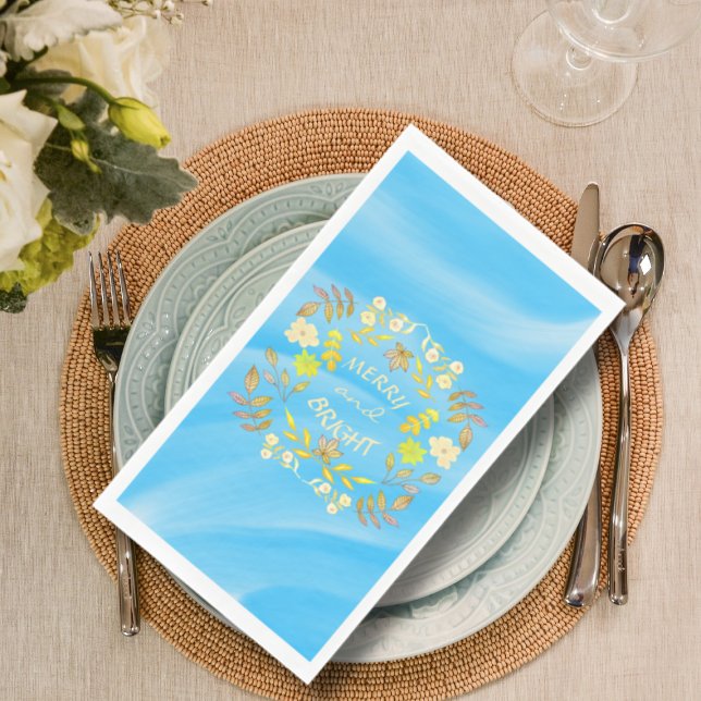 GOLDEN MERRY AND BRIGHT personalized Paper Guest Towels (Creator Uploaded)