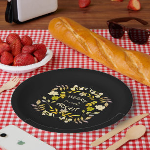 GOLDEN MERRY AND BRIGHT personalized Paper Plates