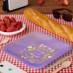 GOLDEN MERRY AND BRIGHT personalized Paper Plates