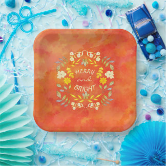 GOLDEN MERRY AND BRIGHT personalized Paper Plates