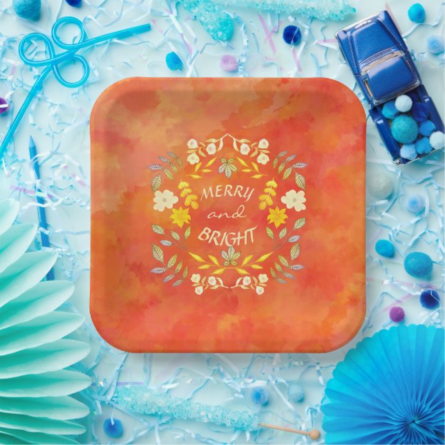 GOLDEN MERRY AND BRIGHT personalized Paper Plates (Party)
