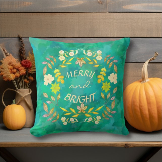 GOLDEN MERRY AND BRIGHT personalized Throw Pillow (Creator Uploaded)
