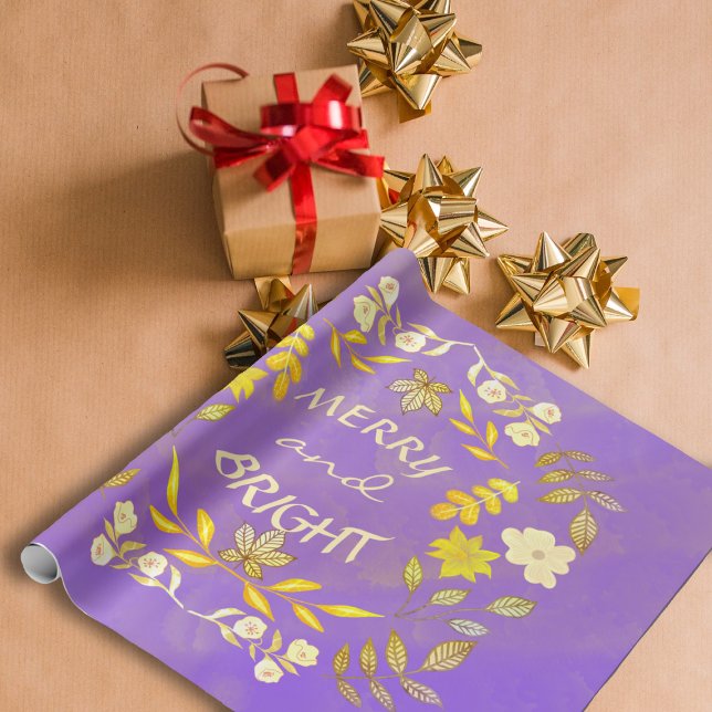 GOLDEN MERRY AND BRIGHT personalized Wrapping Paper (Creator Uploaded)
