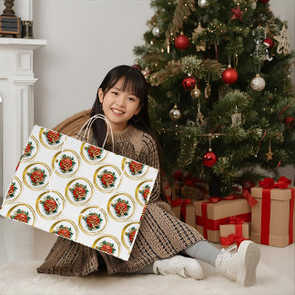 Golden Merry Christmas Gift Bag