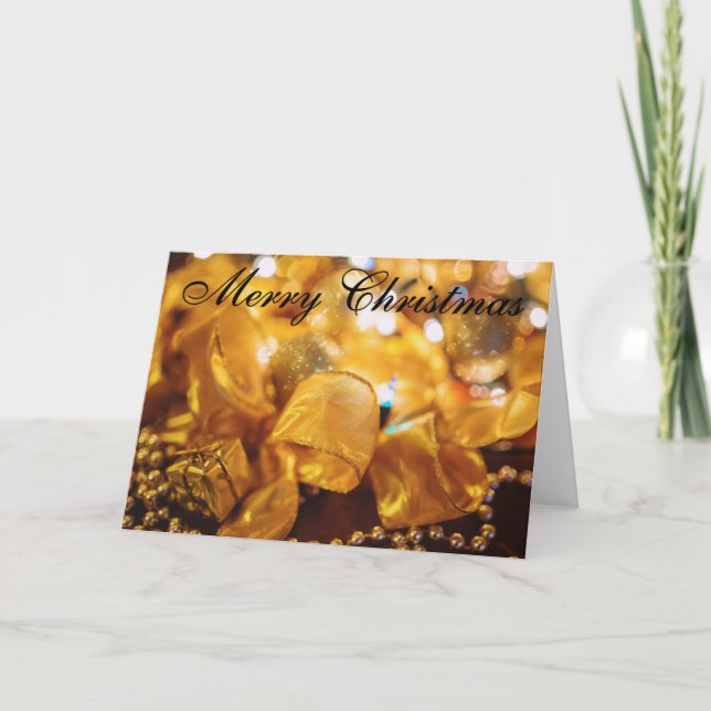 Golden Merry Christmas Holiday Card (Front)
