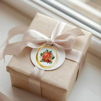 Golden Merry Christmas Personalized Favor Tags