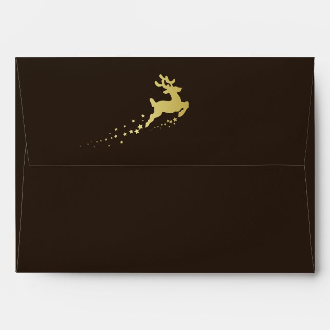 Golden Merry Christmas Reindeer Envelope (Back (Top Flap))