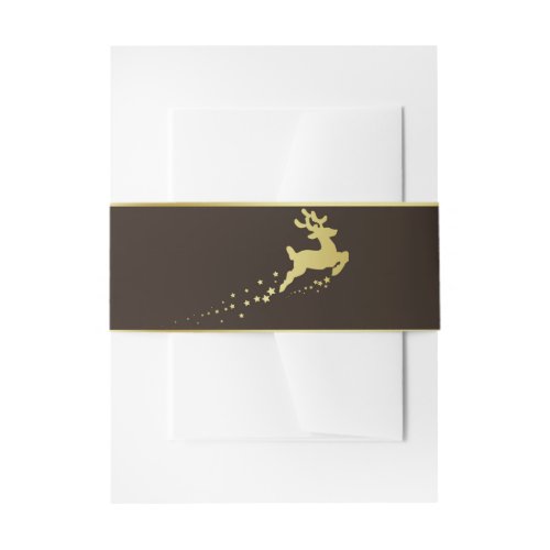 Golden Merry Christmas Reindeer Invitation Belly Band