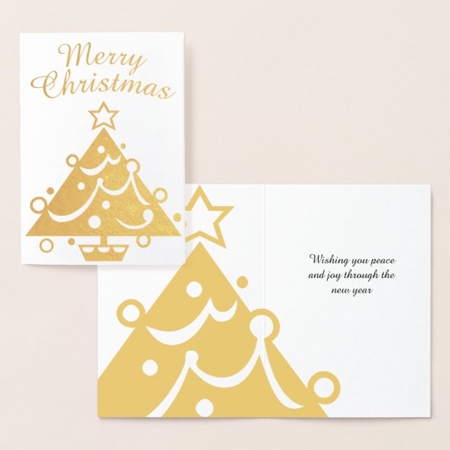 Golden Merry Christmas Tree Foil Card (Display)