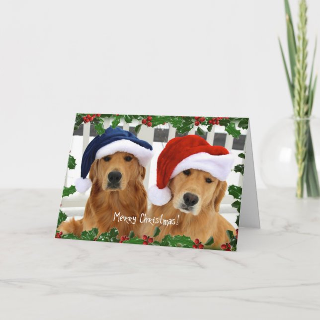 Golden Merry Christmas Wishes Card (Front)