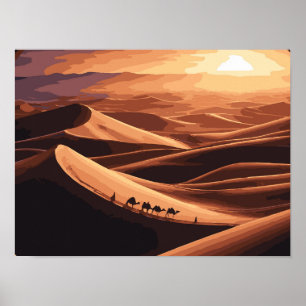 Golden Merzouga Dunes Sunset – Sahara Desert Adven Poster