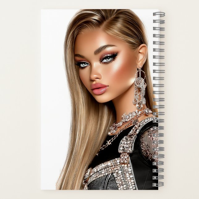 Golden Mesh Glam Girl Spiral Notebook (Back)