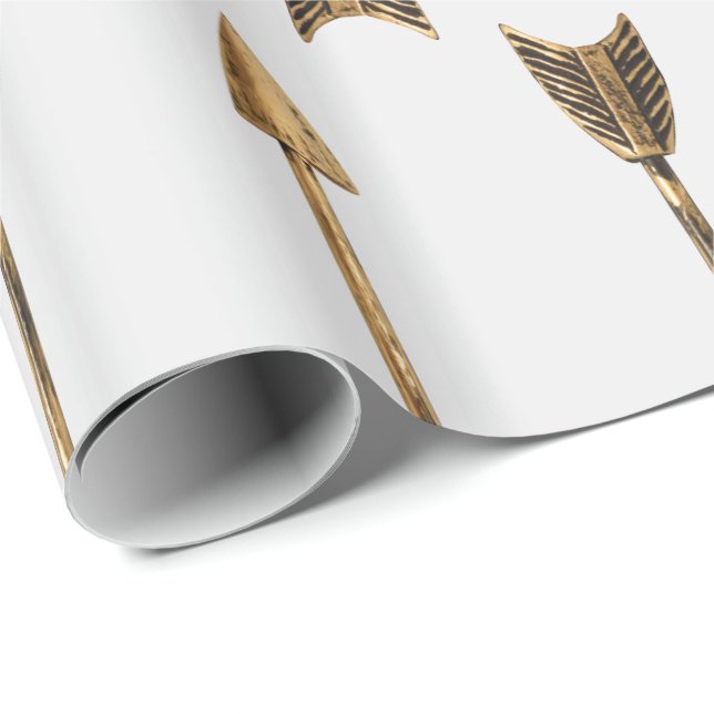 Golden Metal Look Arrows Wrapping Paper (Roll Corner)