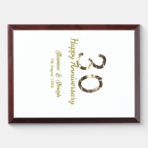 Golden Metallic 30th Happy anniversary add name Award Plaque