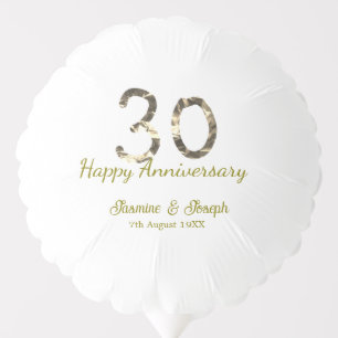 Golden Metallic 30th Happy anniversary add name Balloon