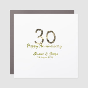 Golden Metallic 30th Happy anniversary add name Car Magnet