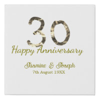 Golden Metallic 30th Happy anniversary add name