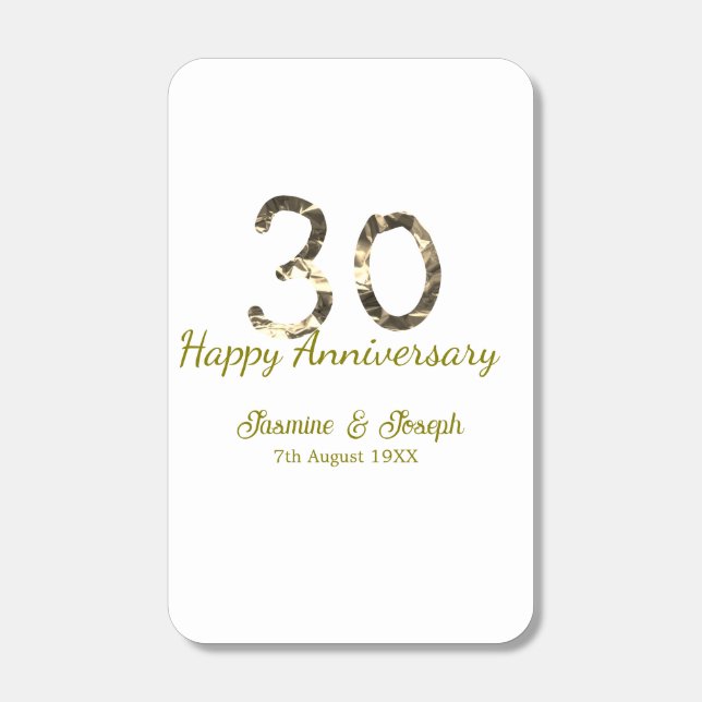 Golden Metallic 30th Happy anniversary add name Matchboxes (Front)