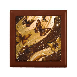 Golden Metallic Butterfly Glam Abstract Gift Box