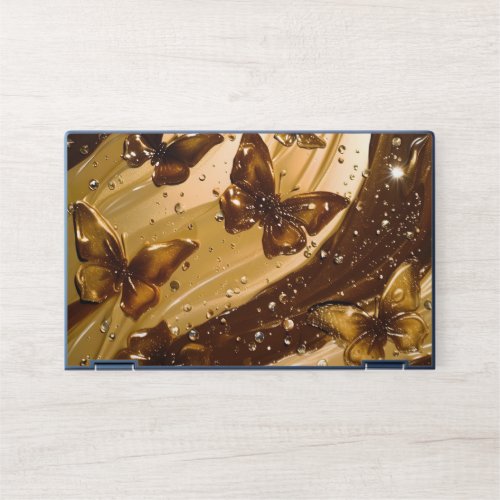 Golden Metallic Butterfly Glam Abstract HP Laptop Skin