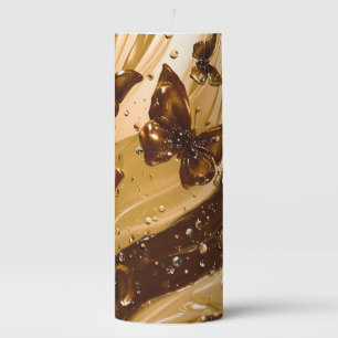 Golden Metallic Butterfly Glam Abstract Pillar Candle