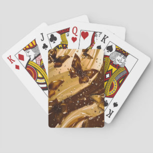 Golden Metallic Butterfly Glam Abstract Poker Cards