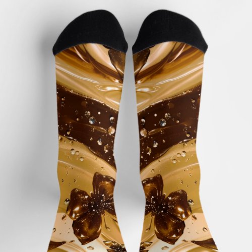 Golden Metallic Butterfly Glam Abstract Socks