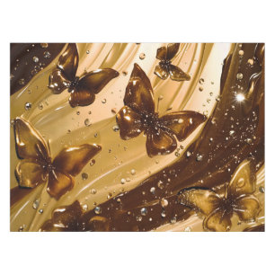 Golden Metallic Butterfly Glam Abstract Tablecloth
