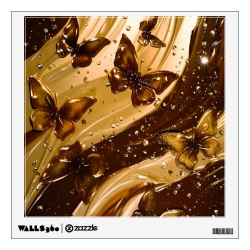 Golden Metallic Butterfly Glam Abstract Wall Decal