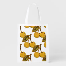 Golden Metallic Cherries Pattern